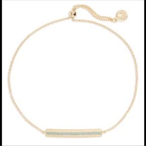Gorjana Gold Bracelet with Light Blue Pavé Bar